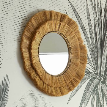 Atmosphera - Wandspiegel ALBA d 57 cm Raffiabast
