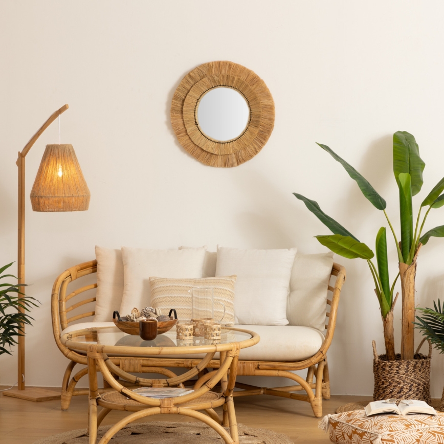 Atmosphera - Wandspiegel ALBA d 57 cm Raffiabast