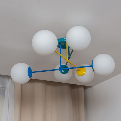 Aufbau-Deckenleuchte MOON 6xE27/15W/230V türkis/gelb/blau