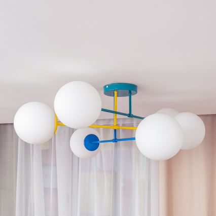 Aufbau-Deckenleuchte MOON 6xE27/15W/230V türkis/gelb/blau