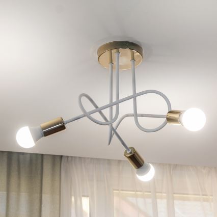 Aufbau-Deckenleuchte OXFORD 3xE27/15W/230V gold/weiß