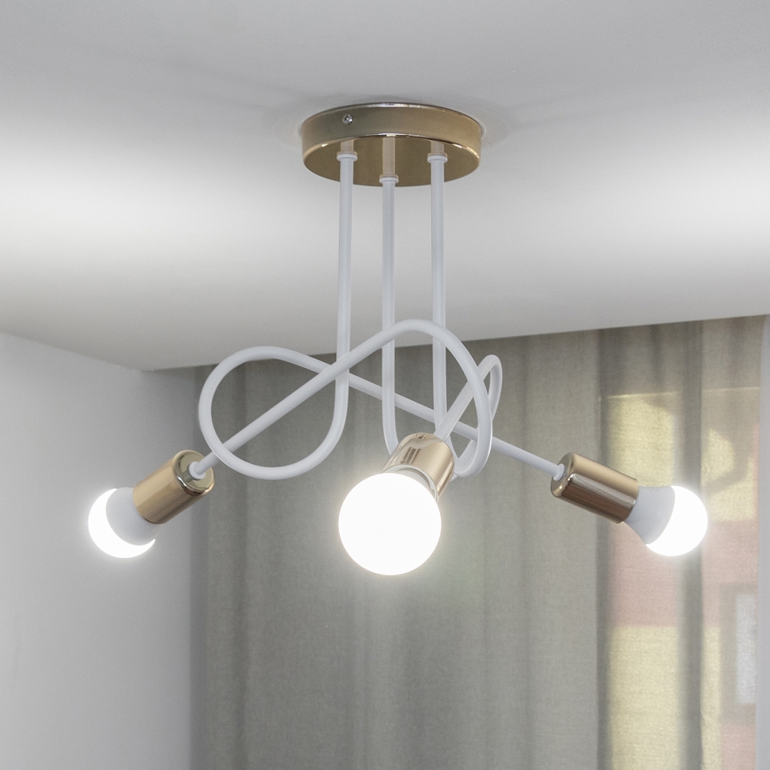 Aufbau-Deckenleuchte OXFORD 3xE27/15W/230V gold/weiß