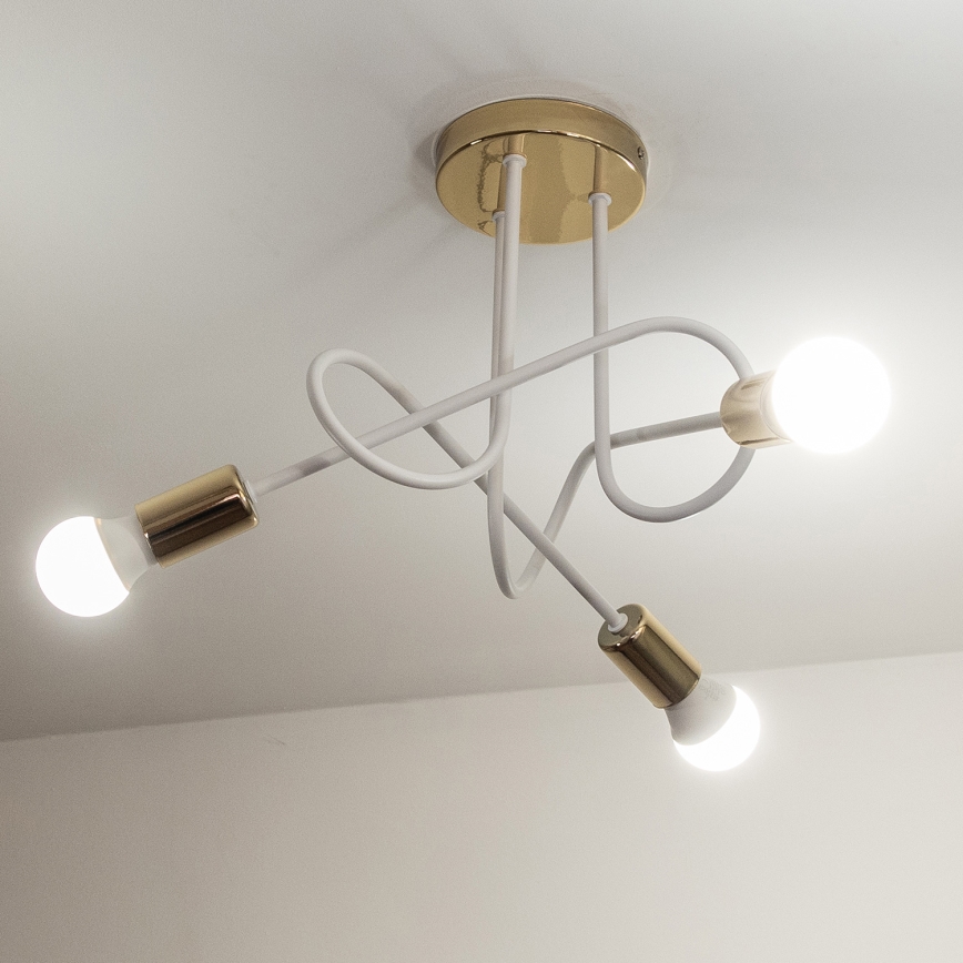 Aufbau-Deckenleuchte OXFORD 3xE27/15W/230V gold/weiß