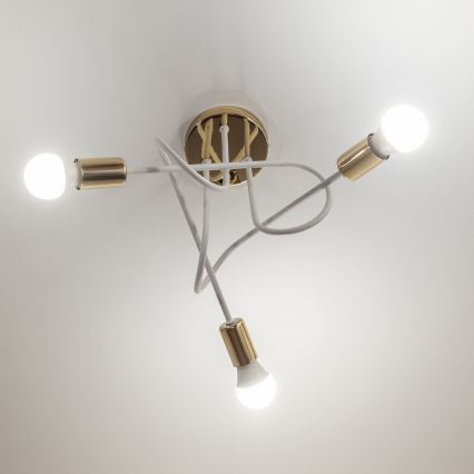 Aufbau-Deckenleuchte OXFORD 3xE27/15W/230V gold/weiß