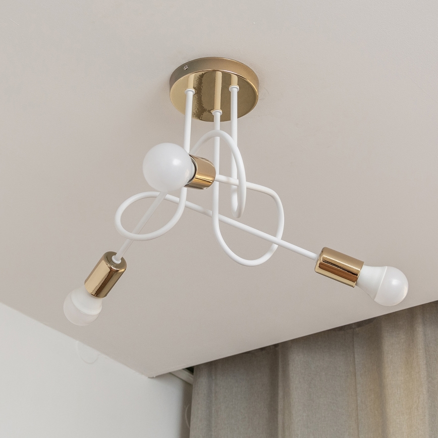 Aufbau-Deckenleuchte OXFORD 3xE27/15W/230V gold/weiß