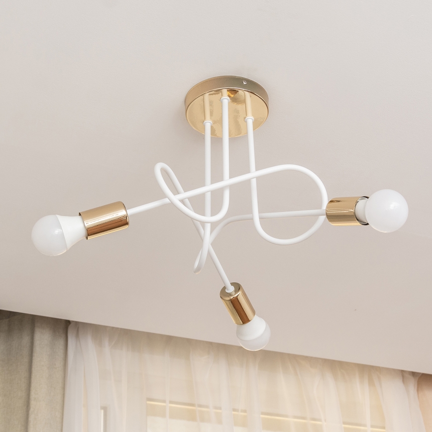 Aufbau-Deckenleuchte OXFORD 3xE27/15W/230V gold/weiß