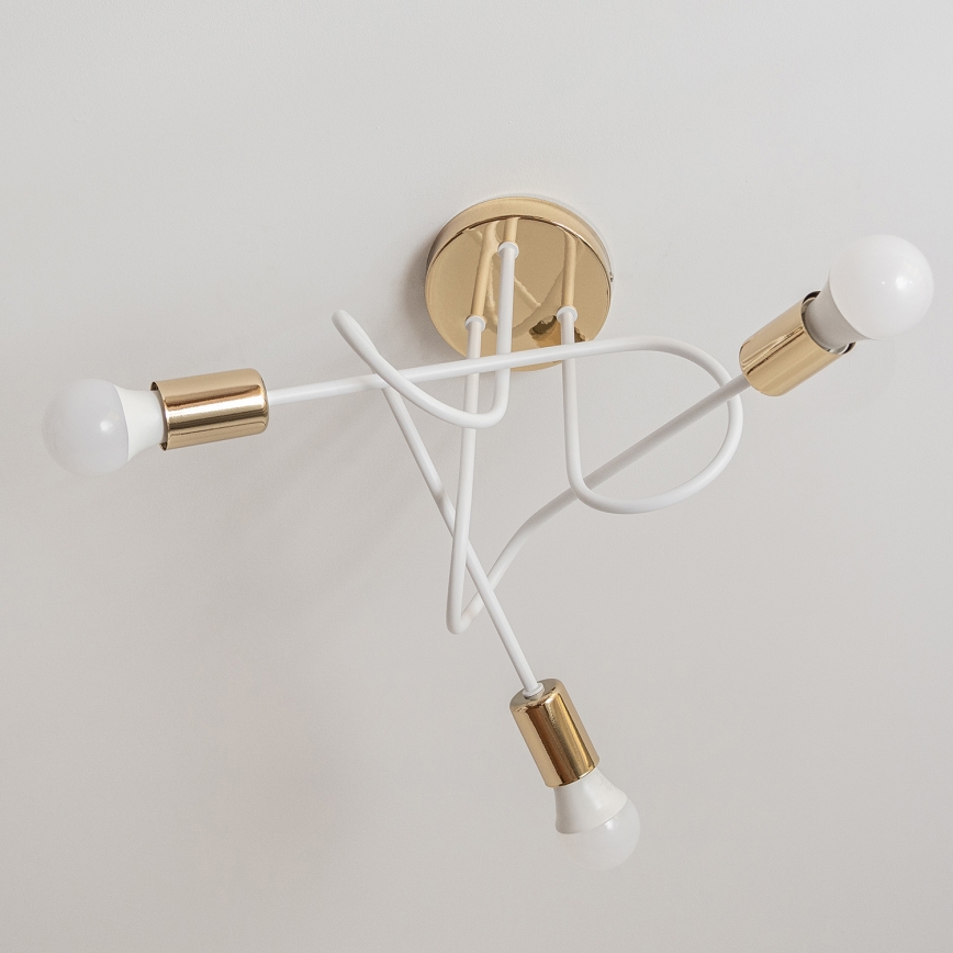 Aufbau-Deckenleuchte OXFORD 3xE27/15W/230V gold/weiß