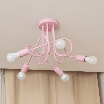 Aufbau-Deckenleuchte OXFORD 5xE27/15W/230V rosa