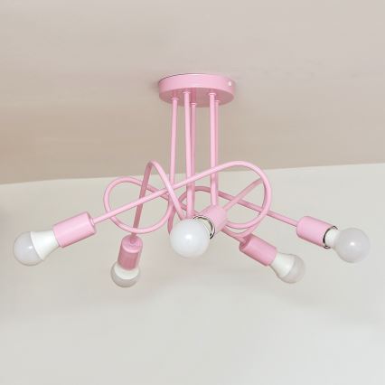 Aufbau-Deckenleuchte OXFORD 5xE27/15W/230V rosa