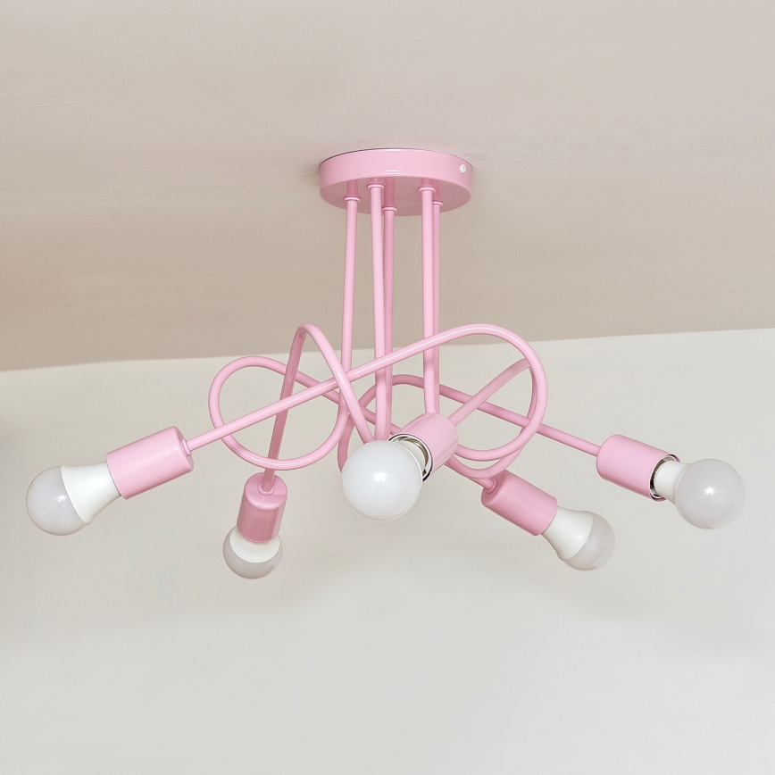 Aufbau-Deckenleuchte OXFORD 5xE27/15W/230V rosa