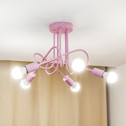 Aufbau-Deckenleuchte OXFORD 5xE27/15W/230V rosa