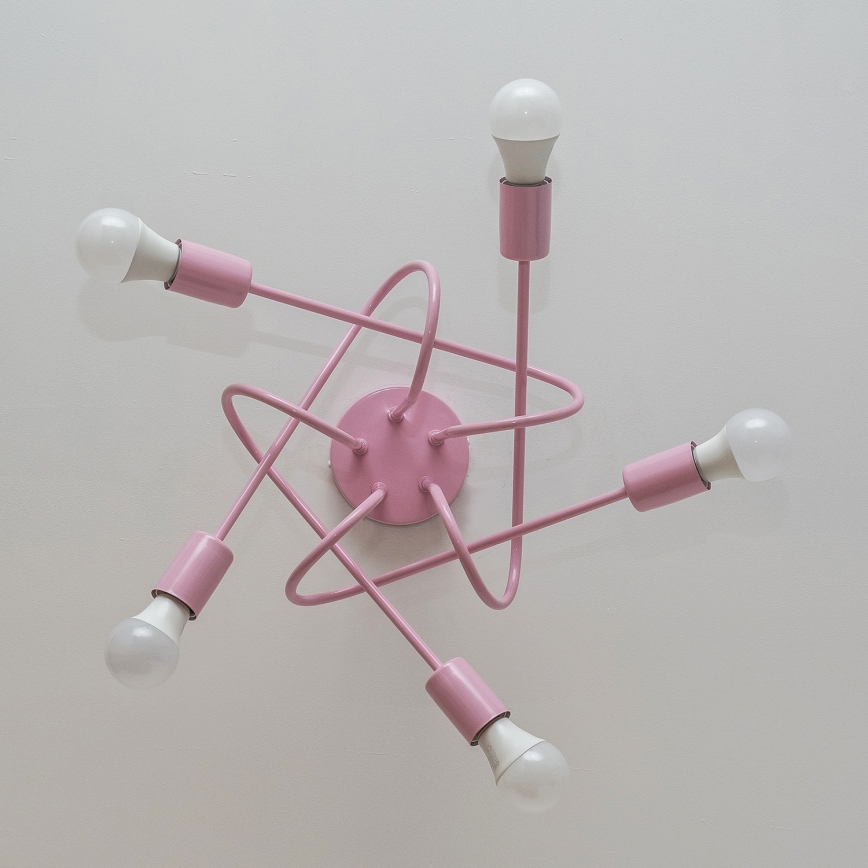 Aufbau-Deckenleuchte OXFORD 5xE27/15W/230V rosa