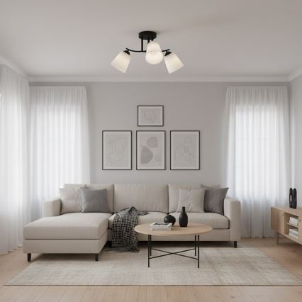 Aufbau-Deckenleuchte PAFOS 3xE27/15W/230V schwarz