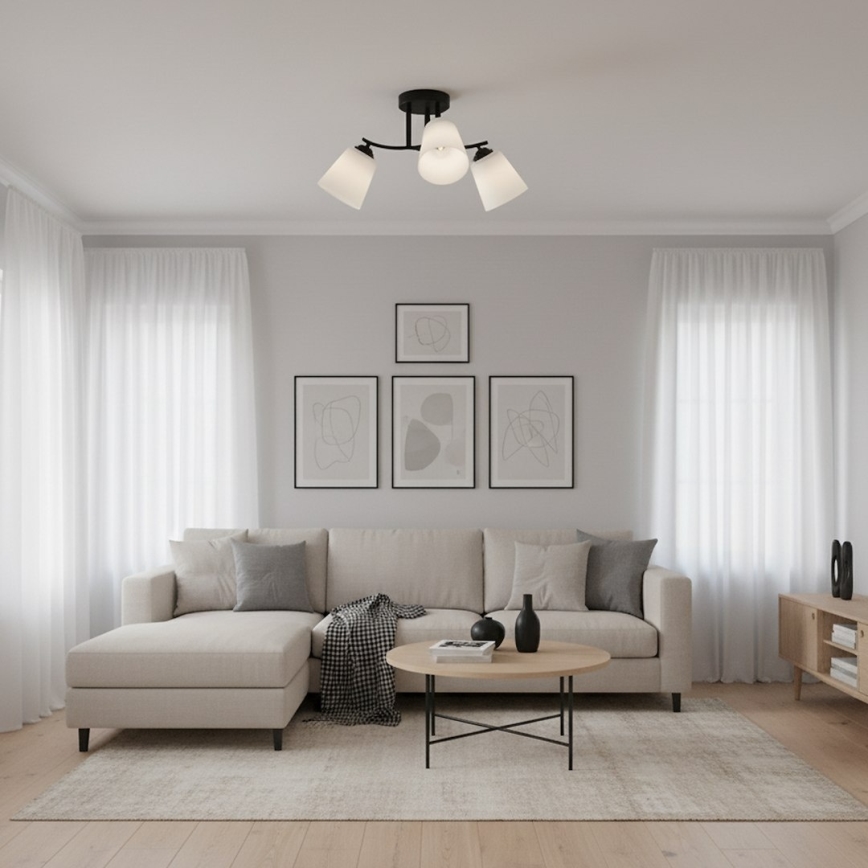 Aufbau-Deckenleuchte PAFOS 3xE27/15W/230V schwarz