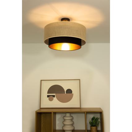 Aufbau-Deckenleuchte SARTA 1xE27/60W/230V Ø 45 cm schwarz/Jute