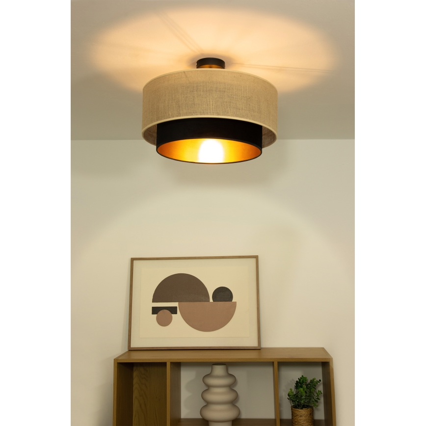 Aufbau-Deckenleuchte SARTA 1xE27/60W/230V Ø 45 cm schwarz/Jute