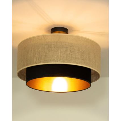 Aufbau-Deckenleuchte SARTA 1xE27/60W/230V Ø 45 cm schwarz/Jute