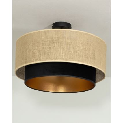 Aufbau-Deckenleuchte SARTA 1xE27/60W/230V Ø 45 cm schwarz/Jute