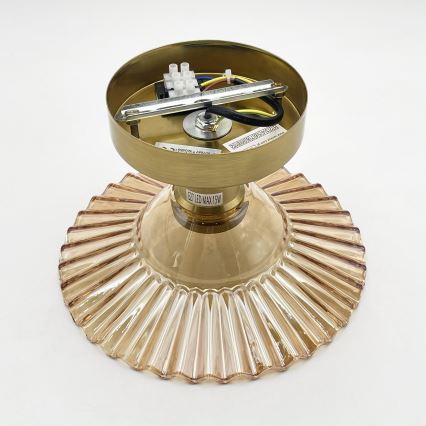 Aufbau-Deckenleuchte TRISH 1x E27/15W/230V, Gold/Rauchbeige