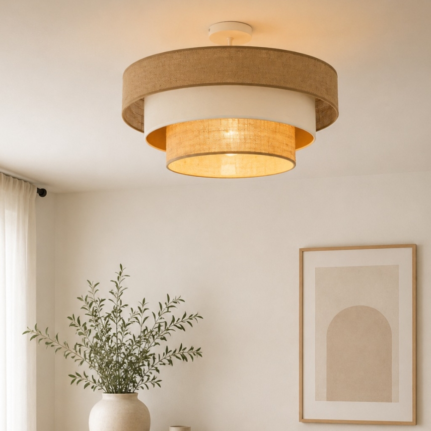 Aufbau-Deckenleuchte WENTA 1xE27/60W/230V, Ø 50 cm, Jute/Beige
