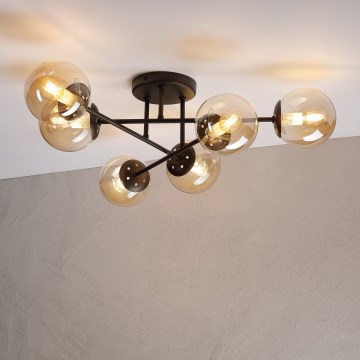 Aufbau-Kronleuchter MALENA 6xE14/5W/230V braun/rauchbeige