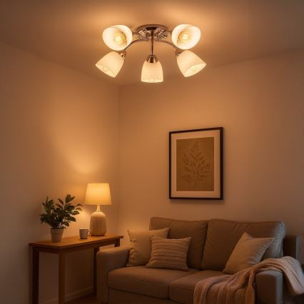 Aufbau-Kronleuchter PORTOS 5xE14/10W/230V glänzender Chrom