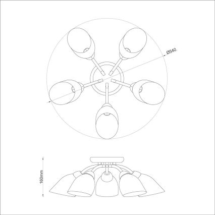 Aufbau-Kronleuchter PORTOS 5xE14/10W/230V glänzender Chrom