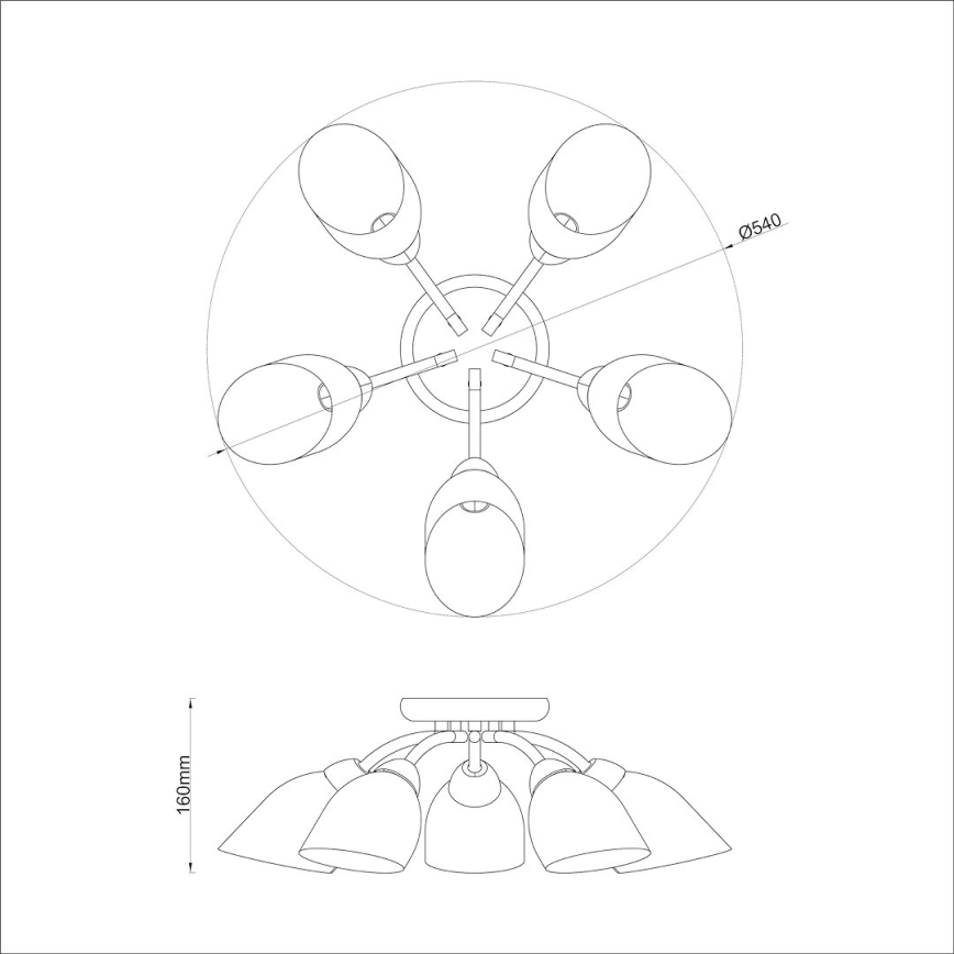 Aufbau-Kronleuchter PORTOS 5xE14/10W/230V glänzender Chrom