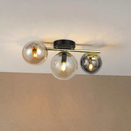 Aufbauleuchte AURIS 3xE14/15W/230V gold/rauchschwarz/beige