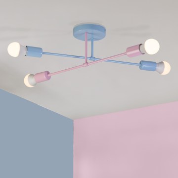 Aufbauleuchte CAMBRIDGE 4xE27/15W/230V blau/rosa
