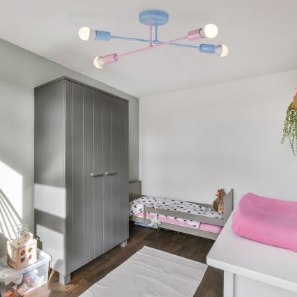 Aufbauleuchte CAMBRIDGE 4xE27/15W/230V blau/rosa