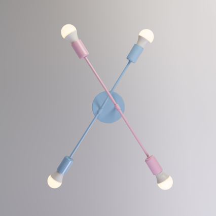 Aufbauleuchte CAMBRIDGE 4xE27/15W/230V blau/rosa