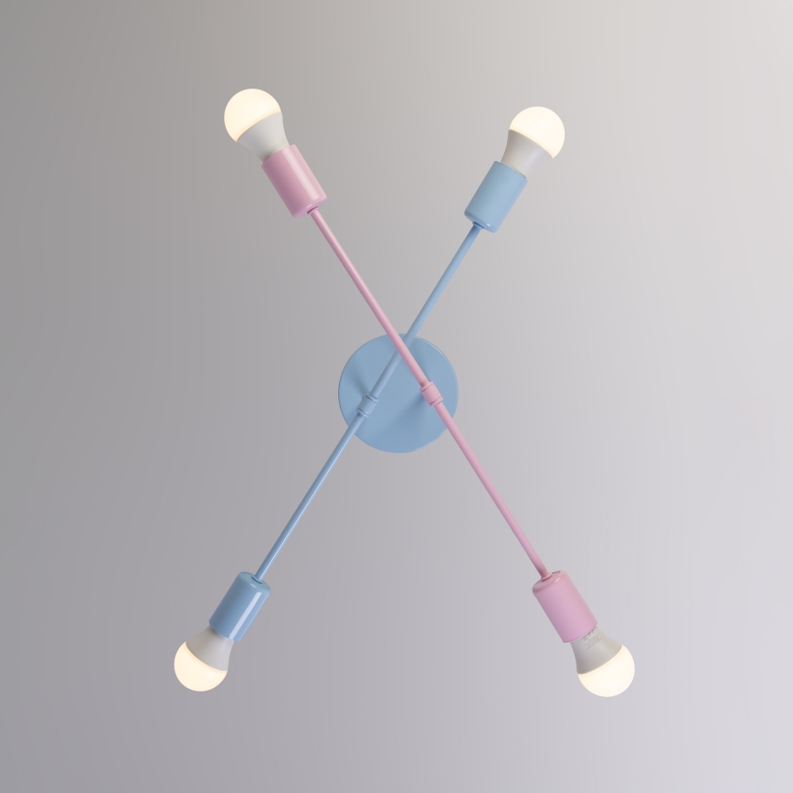Aufbauleuchte CAMBRIDGE 4xE27/15W/230V blau/rosa