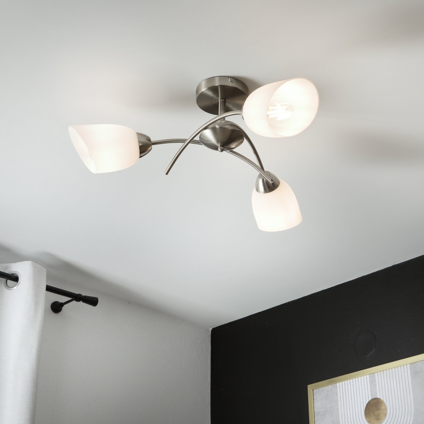 Aufbauleuchte DONNA 3xE27/60W/230V Nickel