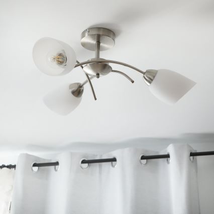 Aufbauleuchte DONNA 3xE27/60W/230V Nickel