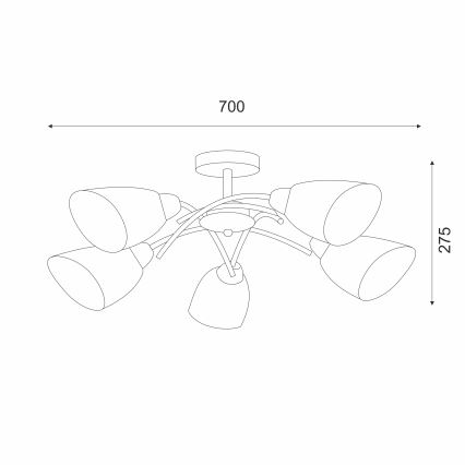 Aufbauleuchte DONNA 5xE27/60W/230V Nickel