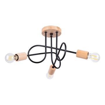 Aufbauleuchte EMBER 3xE27/15W/230V schwarz/beige/Buche