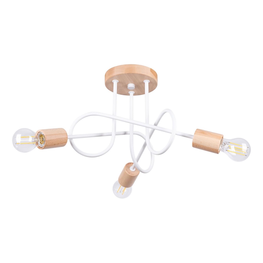 Aufbauleuchte EMBER 3xE27/15W/230V weiß/beige/Buche