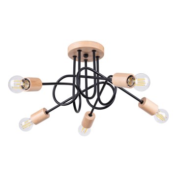 Aufbauleuchte EMBER 5xE27/15W/230V schwarz/beige/Buche