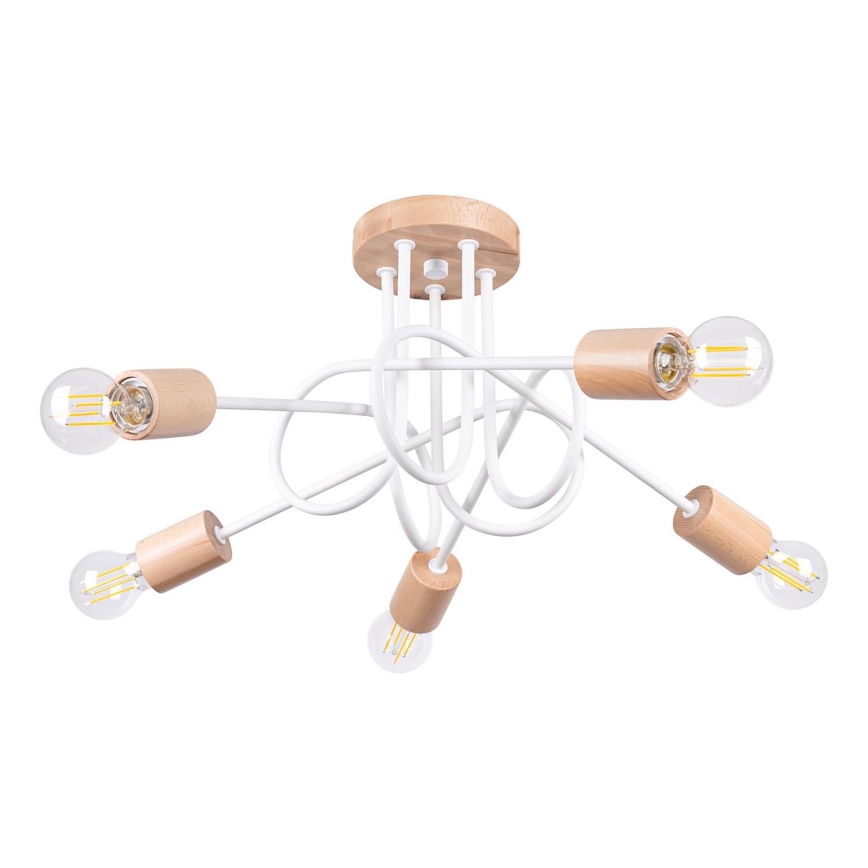 Aufbauleuchte EMBER 5xE27/15W/230V weiß/beige/Buche