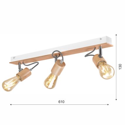 Aufbauleuchte GUSTAVO 3xE27/60W/230V Buche - FSC-zertifiziert