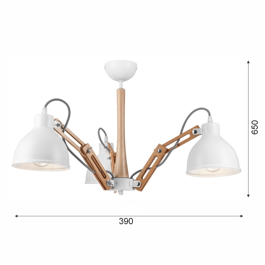 Aufbauleuchte MARCELLO 3xE27/60W/230V Buche - FSC-zertifiziert