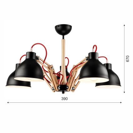 Aufbauleuchte MARCELLO 5xE27/60W/230V Buche - FSC-zertifiziert