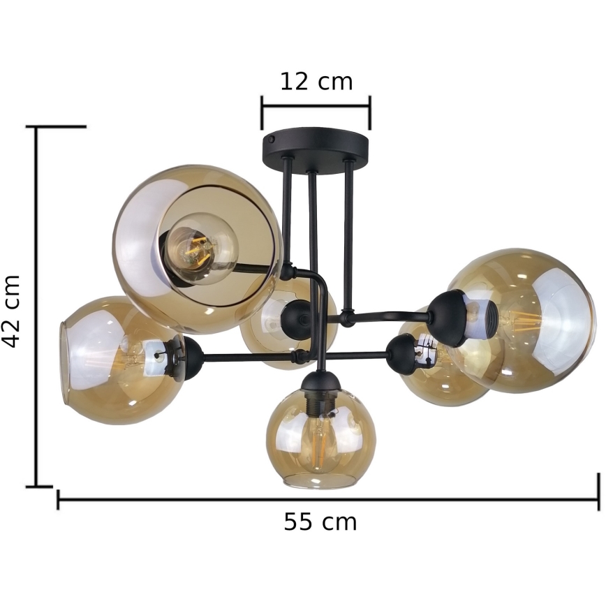 Aufbauleuchte MONDE BLACK 6xE27/60W/230V