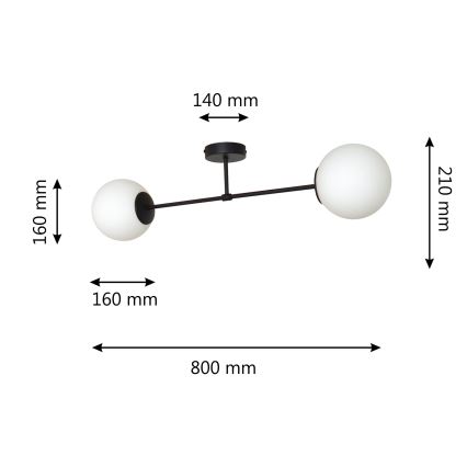 Aufbauleuchte MOON 2xE27/15W/230V schwarz