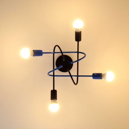 Aufbauleuchte OXFORD 4xE27/15W/230V schwarz/blau