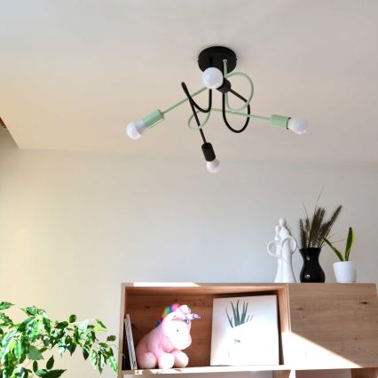Aufbauleuchte OXFORD 4xE27/15W/230V schwarz/grün