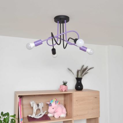 Aufbauleuchte OXFORD 4xE27/15W/230V schwarz/violett