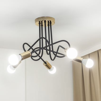 Aufbauleuchte OXFORD 5xE27/15W/230V gold/schwarz