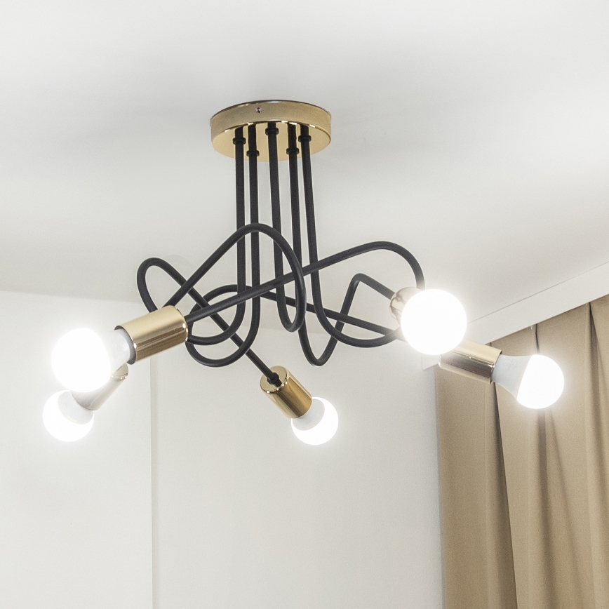 Aufbauleuchte OXFORD 5xE27/15W/230V gold/schwarz